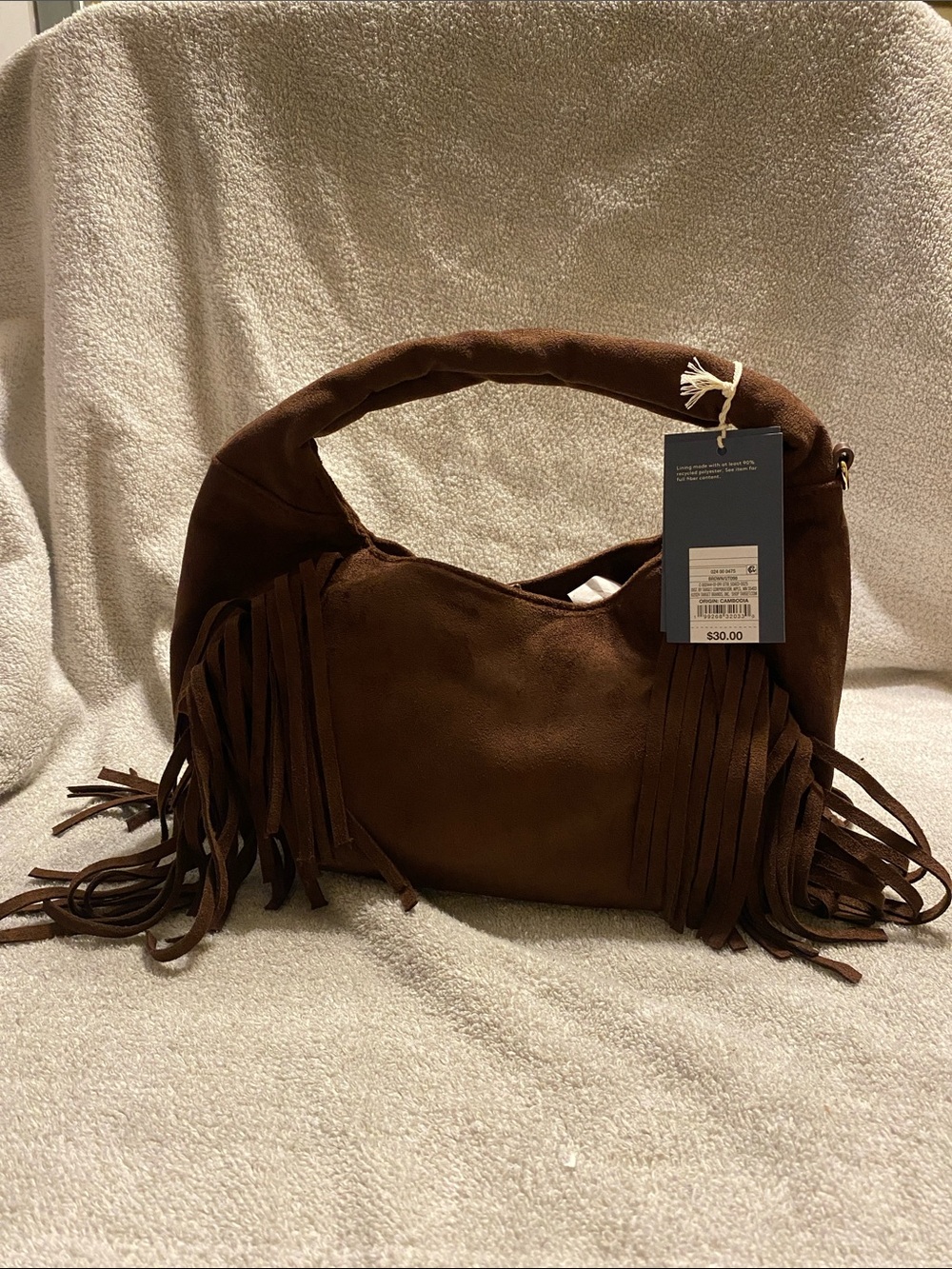 Universal Thread Chocolate Brown Suede Fringe Hobo Shoulder Bag